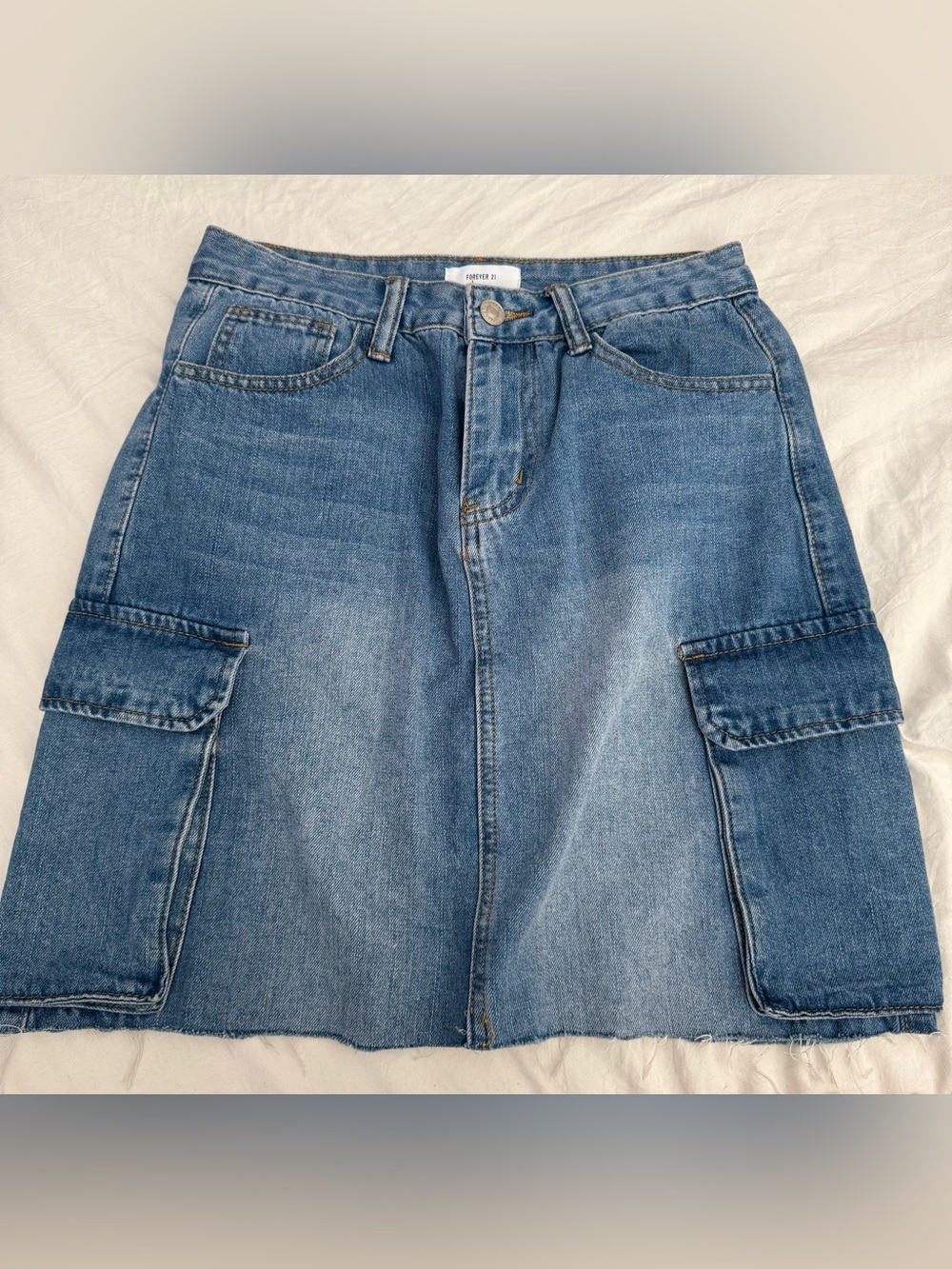Forever 21 Denim Cargo Pocket Skirt in Medium Blue Size Small